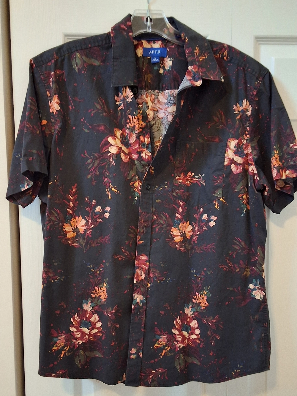 Apt. 9 Dark Brown Tropical Floral Short-Sleeve Button-Up Shirt